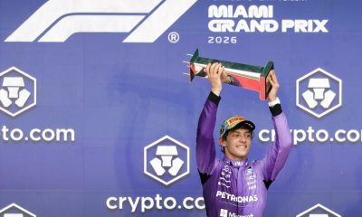 El italiano Andrea Kimi Antonelli (Mercedes) en el podio del Gran Premio de Miami (EEUU), EFE/EPA/CRISTOBAL HERRERA-ULASHKEVICH