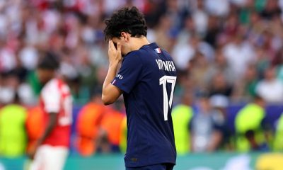 Vitinha durante el partido Final de la Liga de Campeones UEFA entre Paris Saint-Germain y Arsenal en el estadio Puskas Arena en Budapest, Hungría. EFE/EPA/ANNA SZILAGYI