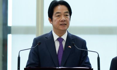 TAOYUAN (Taiwán), 05/05/2026.- El presidente de Taiwán, Lai Ching-te, pronuncia un discurso a su llegada al Aeropuerto Internacional de Taoyuan, en Taoyuan, Taiwán, el 5 de mayo de 2026. EFE/EPA/RITCHIE B. TONGO