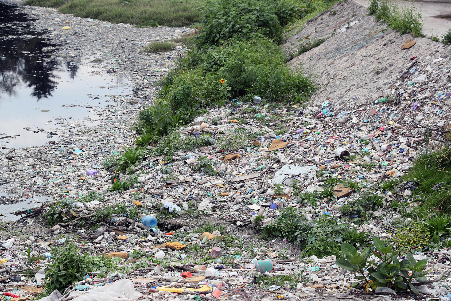 Fotografía de archivo que muestra basura acumulada en el Río Tacubaya, en la Ciudad de México (México). EFE/ Mario Guzmán