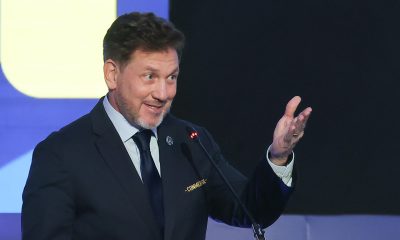 Fotografía de archivo del 23 de abril de 2026 del presidente de la Confederación Sudamericana de Fútbol (Conmebol), Alejandro Domínguez, durante un congreso en Quito (Ecuador). EFE/José Jácome /ARCHIVO