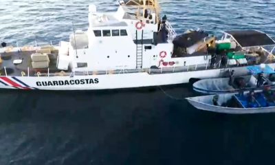 Captura de video del Ministerio de Seguridad de Costa Rica que muestra embarcaciones en agua del Pacífico. EFE/ Ministerio de Seguridad de Costa Rica