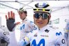 Fotografía de Siu Wu, en la que puede verse en una imagen de archivo del pasado 26 de marzo al ciclista colombiano Einer Rubio (Movistar Team), durante una prueba. EFE

