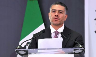 El secretario de Seguridad y Protección Ciudadana de México, Omar García Harfuch, habla durante una rueda de prensa en Culiacán, Sinaloa (México). EFE/ Madla Hartz