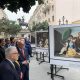 El embajador de España en Perú, Alejandro Abellán (2-i), inaugura la exposición al aire libre del Museo del Prado, donde se exhiben muestras de algunas de las obras más representativas del emblemático museo español, este lunes, en Lima (Perú). EFE/Paula Bayarte