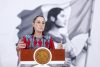 La presidenta de México, Claudia Sheinbaum, habla este miércoles durante una rueda de prensa en Palacio Nacional de Ciudad de México (México). EFE/ Isaac Esquivel
