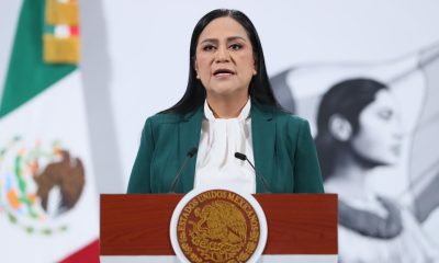 Fotografía de archivo de la ex titular de la Secretaría de Bienestar, Ariadna Montiel, durante una conferencia de prensa en Palacio Nacional de la Ciudad de México (México). EFE/Mario Guzmán
