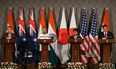 Nueva Delhi (India), 26/05/2026.- (De izquierda a derecha) La ministra de Asuntos Exteriores de Australia, Penny Wong; el ministro de Asuntos Exteriores de la India, Subrahmanyam Jaishankar; el ministro de Asuntos Exteriores de Japón, Toshimitsu Motegi; y el secretario de Estado de Estados Unidos, Marco Rubio, asisten a una rueda de prensa conjunta tras la reunión de ministros de Asuntos Exteriores del Quad en Nueva Delhi, India, el 26 de mayo de 2026. 
EFE/EPA/RAJAT GUPTA