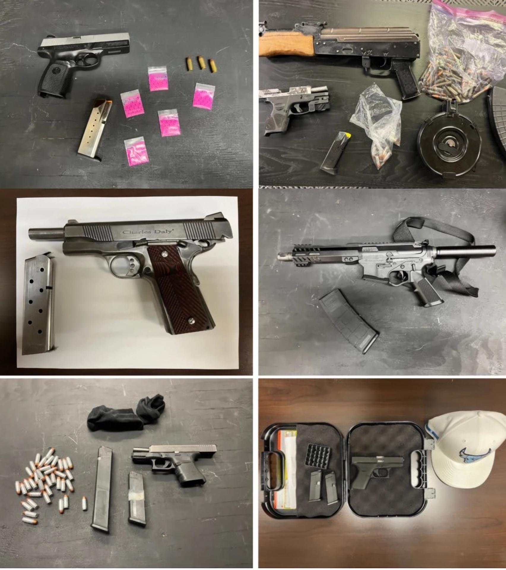 Fotografía cedida que muestra armas de fuego incautadas a miembros de la organización criminal transnacional Tren de Aragua (TdA) en el Distrito de Colorado (EE.UU.). EFE/ Departamento Justicia EE.UU.