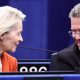 La Presidenta de la Comisión Europea, Ursula von der Leyen (i), y el Comisario de Comercio y Seguridad Económica, Relaciones Interinstitucionales y Transparencia, Maros Sefcovic, asisten a una sesión en el Parlamento Europeo en Estrasburgo, Francia, el 28 de abril de 2026. EFE/EPA/RONALD WITTEK