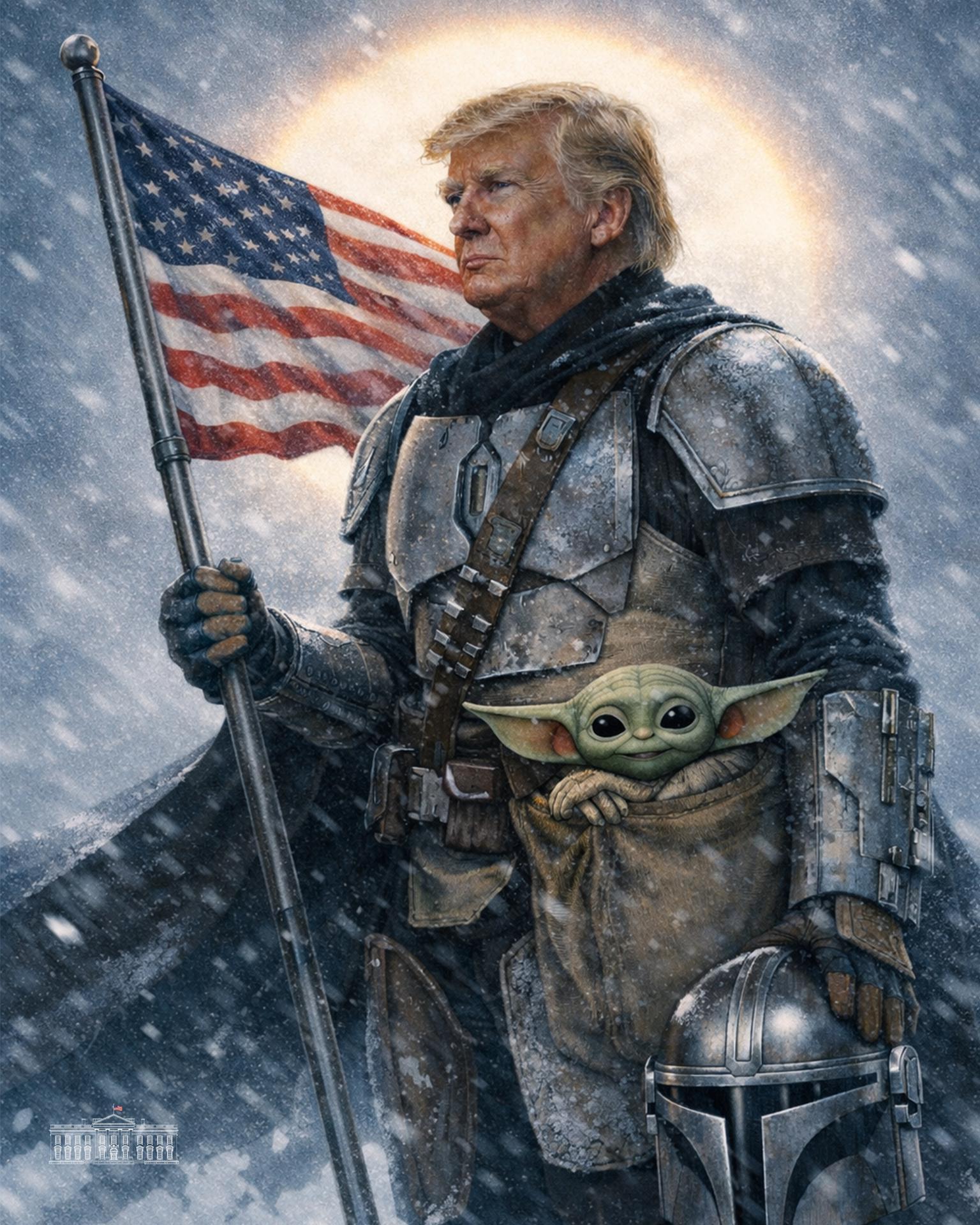 Fotografía publicada en la cuenta oficial de la Casa Blanca (@WhiteHouse) donde aparece el presidente de los Estados Unidos, Donald Trump, representado como el héroe de la serie 'The Mandalorian', coincidiendo con el 4 de mayo, conocido como el Día de Star Wars. EFE/@WhiteHouse /SOLO USO EDITORIAL /NO VENTAS /SOLO DISPONIBLE PARA ILUSTRAR LA NOTICIA QUE ACOMPAÑA /CRÉDITO OBLIGATORIO