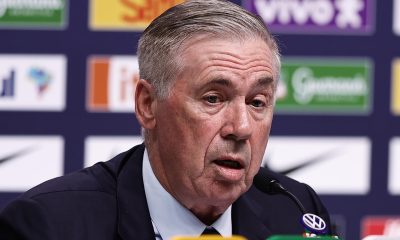 El seleccionador de Brasil, el italiano Carlo Ancelotti, habla durante la rueda de prensa en la que anunció la lista de los 26 convocados para el Mundial 2026 en Río de Janeiro (Brasil). EFE/ Andre Coelho