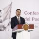 Fotografía de archivo del secretario de Seguridad y Protección Ciudadana, Omar García Harfuch, hablando en una rueda de prensa en Palacio Nacional de la Ciudad de México (México). EFE/José Méndez