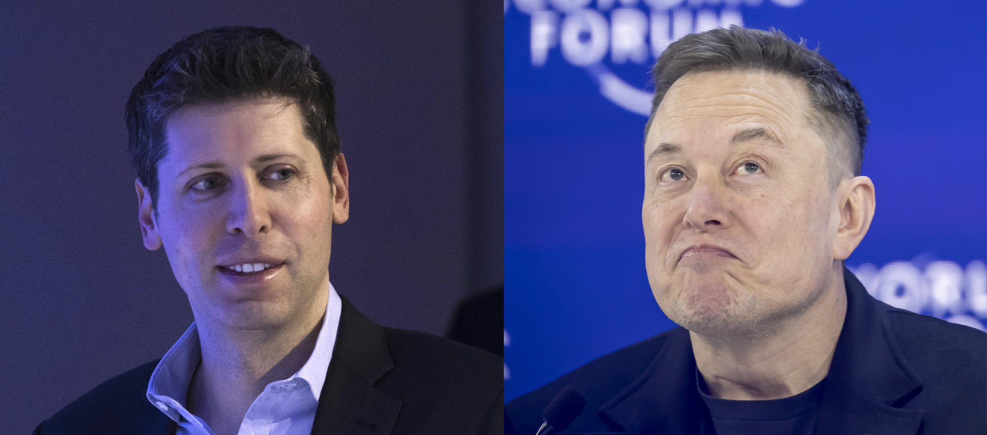Combo de fotografías de archivo que muestra al CEO de OpenAI Sam Altman (i) y al multimillonario estadounidense Elon Musk. EFE/ ARCHIVO