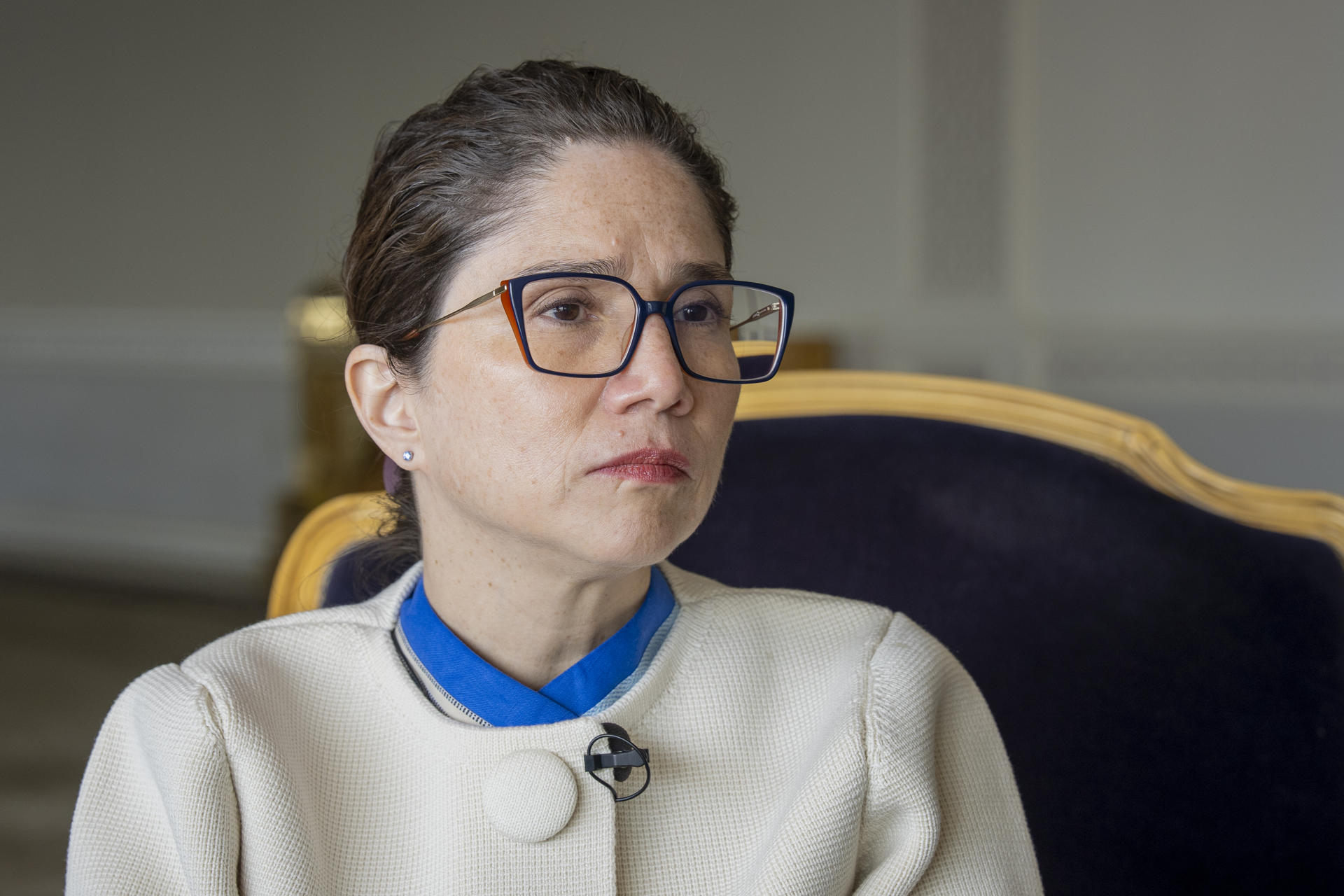 La enviada especial de la directora general de la Organización Internacional de Migraciones (OIM), Catalina Devandas, habla en una entrevista con EFE este martes, en Nueva York (Estados Unidos). EFE/ Angel Colmenares