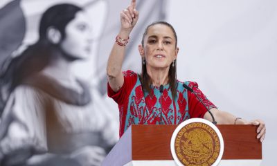 La presidenta de México, Claudia Sheinbaum, habla este miércoles durante una rueda de prensa en Palacio Nacional de Ciudad de México (México). EFE/ Isaac Esquivel