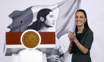 La presidenta de México, Claudia Sheinbaum, habla durante una rueda de prensa este viernes en Palacio Nacional de la Ciudad de México (México). EFE/Sáshenka Gutiérrez