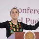 La presidenta de México, Claudia Sheinbaum, habla en una rueda de prensa este viernes, en el Palacio Nacional de Ciudad de México (México). EFE/José Méndez