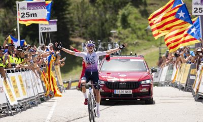 La ciclista española del UAE Paula Blasi gana la segunda etapa de la Volta Ciclista a Catalunya femenina, de 130 kilómetros con inicio en Sant Vicenç de Castellet y final en La Molina (Barcelona). EFE/ Siu Wu