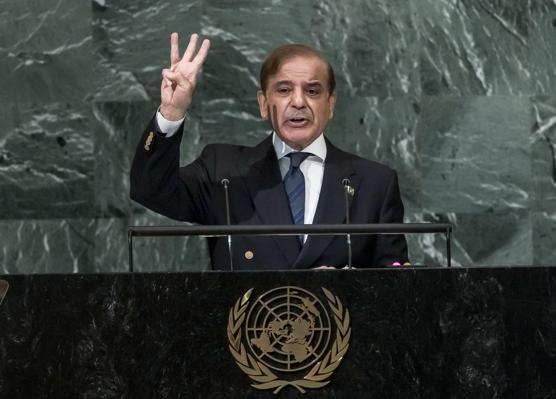 FOTO ARCHIVO. El primer ministro de Pakistán, Shehbaz Sharif, (Estados Unidos, Nueva York) EFE/EPA/JUSTIN LANE