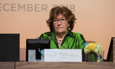Fotografía de archivo del 10 de diciembre de 2018 de Louise Arbour durante una rueda de prensa en Marrakech (Marruecos). EFE/ Jalal Morchidi /ARCHIVO