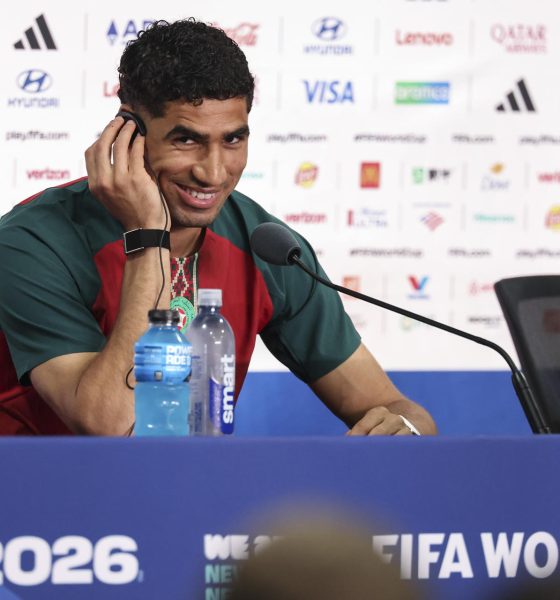 Achraf Hakimi, de Marruecos, participa en una rueda de prensa el pasado 12 de junio, en la ciudad de East Rutherford en New Jersey (EE.UU.). Marruecos enfrentará a Brasil como parte del grupo C del Mundial de la FIFA 2026. EFE/ Sebastiao Moreira