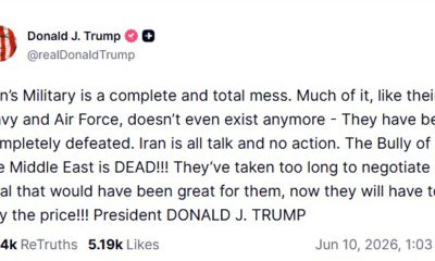 El presidente estadounidense, Donald Trump, aseguró este martes que Irán ha tardado demasiado en negociar un acuerdo y que ahora "tendrán que pagar las consecuencias". "Irán solo habla y no actúa. ¡El matón de Oriente Medio está MUERTO! Han tardado demasiado en negociar un acuerdo que les habría beneficiado enormemente, ¡ahora tendrán que pagar las consecuencias!", dijo Trump en su red social, Truth Social, después de que Irán afirmara que va a revisar la continuación de las negociaciones tras la última oleada de ataques. EFE/ @Realdonaldtrump en Truth Social - SOLO USO EDITORIAL/SOLO DISPONIBLE PARA ILUSTRAR LA NOTICIA QUE ACOMPAÑA (CRÉDITO OBLIGATORIO) -