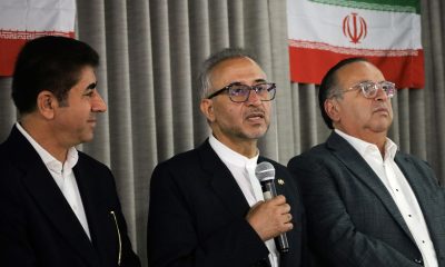 El embajador de Irán en México, Abolfazl Pasandideh (c) habla durante una rueda de prensa este martes, en Tijuana (México). EFE/ Joebeth Terríquez