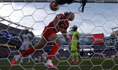 Erling Haaland celebra su primer gol y el primero de Noruega ante Irak en el Mundial 2026 en Boston. EFE/EPA/GREG M. COOPER