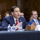 El secretario de Estado de Estados Unidos, Marco Rubio, compareció ante la Comisión de Relaciones Exteriores del Senado, en el Capitolio en Washington, D.C., EE. UU., el 2 de junio de 2026. El secretario Rubio compareció ante el Senado por primera vez desde el inicio de la guerra con Irán. EFE/SHAWN THEW
