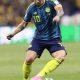 James Rodríguez de Colombia controla un balón este miércoles, en un partido del grupo K del Mundial de la FIFA 2026 entre Uzbekistán y Colombia, en el estadio Azteca en Ciudad de México (México). EFE/ José Méndez