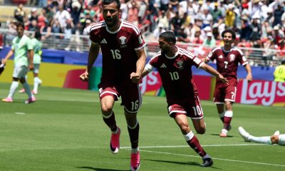 Boualem Khoukhi, de Catar (16) anotó el gol que le dio el empate 1-1 a su equipo en el debut en el Mundial 2026 ante Suiza. EFE/EPA/BENJAMIN FANJOY