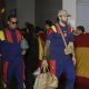 Los jugadores de España Marcos Llorente (i) y David Raya Martín llegan este domingo, al hotel de concentración en Puebla (México), donde este lunes jugarán un amistoso contra Perú. EFE/ Hilda Ríos
