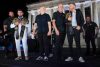 Ilia Topuria (2-i) y Justin Gaethje (2d) se enfrentan mientras el presidente de la UFC Dana White (c) observa en la rueda de prensa de la UFC Freedom 250 en el Lincoln Memorial en Washington, DC (EE.UU.). La UFC Freedom 250 tendrá lugar en el Jardín Sur de la Casa Blanca el 14 de junio de 2026. EFE/SHAWN THEW / POOL
