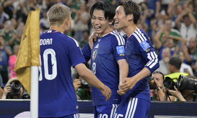 Ayase Ueda (c) de Japón celebra su gol este sábado, durante un partido del grupo F del Mundial de la FIFA 2026 entre Túnez y Japón en el estadio BBVA en Monterrey (México). EFE/ Miguel Sierra