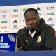 El seleccionador de Senegal, Pape Thiaw, habla en una rueda de prensa en Nueva Jersey (Estados Unidos). EFE/ Jan Téllez Asensio