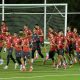 Jugadores de la selección de Túnez participan en un entrenamiento previo al primer partido del Mundial 2026, en Monterrey (México). EFE/Miguel Sierra