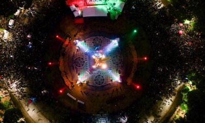 Fotografía aérea de aficionados de México celebrando en el Ángel de la Independencia el triunfo ante Corea del Sur este jueves, en un partido del Mundial de la FIFA 2026 en Ciudad de México (México). EFE/ Tomás Pérez
