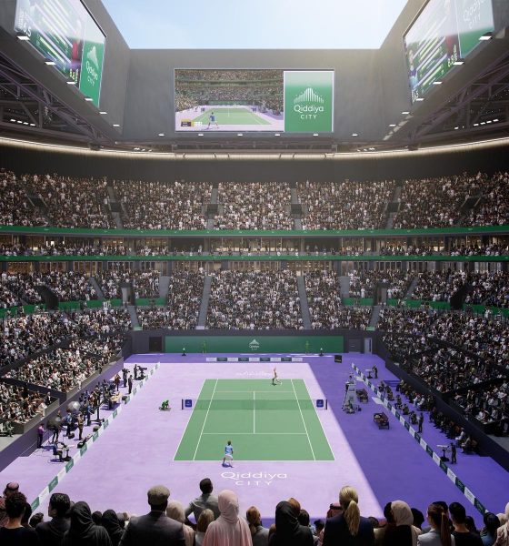 En Qiddiya, la que Arabia Saudí ha llamado su "ciudad del juego", se levanta desde el año pasado el Centro Nacional de Tenis, el que promete ser el "Wimbledon del desierto" y el más grande de la región de Oriente Medio, en la continua aspiración del país árabe por erigirse como un destino deportivo. En la imagen, cedida por Qiddiya Investment Company, se muestra una recreación del Centro. SOLO USO EDITORIAL NO VENTAS