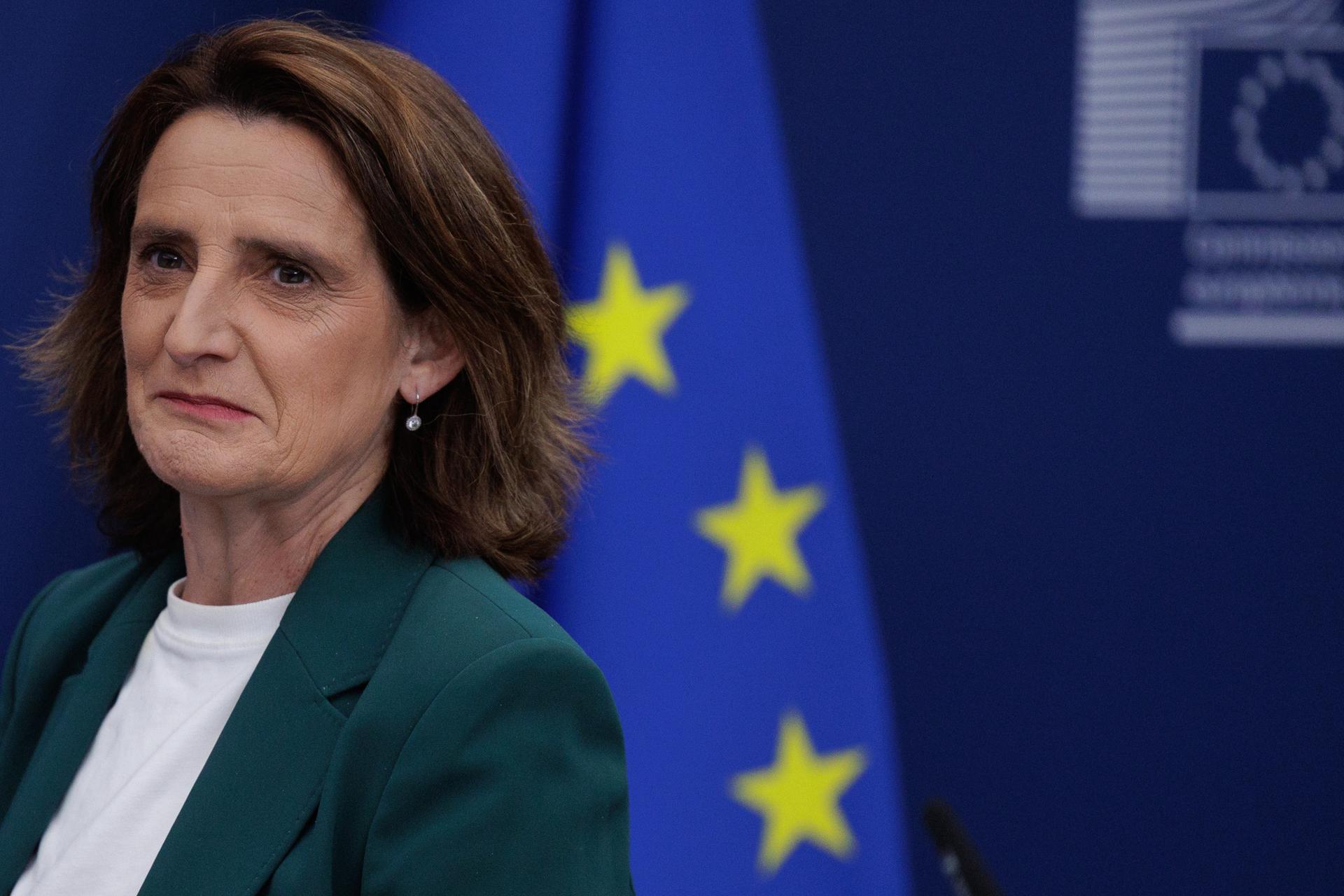 Teresa Ribera, vicepresidenta ejecutiva de la Comisión Europea para una transición limpia, justa y competitiva. EFE/EPA/OLIVIER MATTHYS