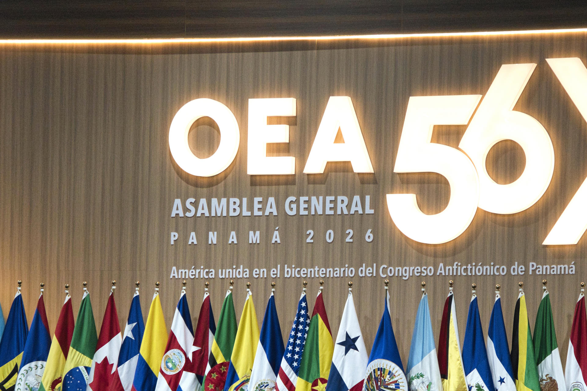 Fotografía de la 56ª Asamblea General de la Organización de los Estados Americanos (OEA) este martes, en Ciudad de Panamá (Panamá). EFE/ Aris Mariota