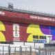 Vista del Toronto Stadium, en esa ciudad canadiense, con la decoración de la Copa del Mundo 2026, que se disputará desde el 11 de junio en Estados Unidos, México y Canadá. EFE/EDUARDO LIMA