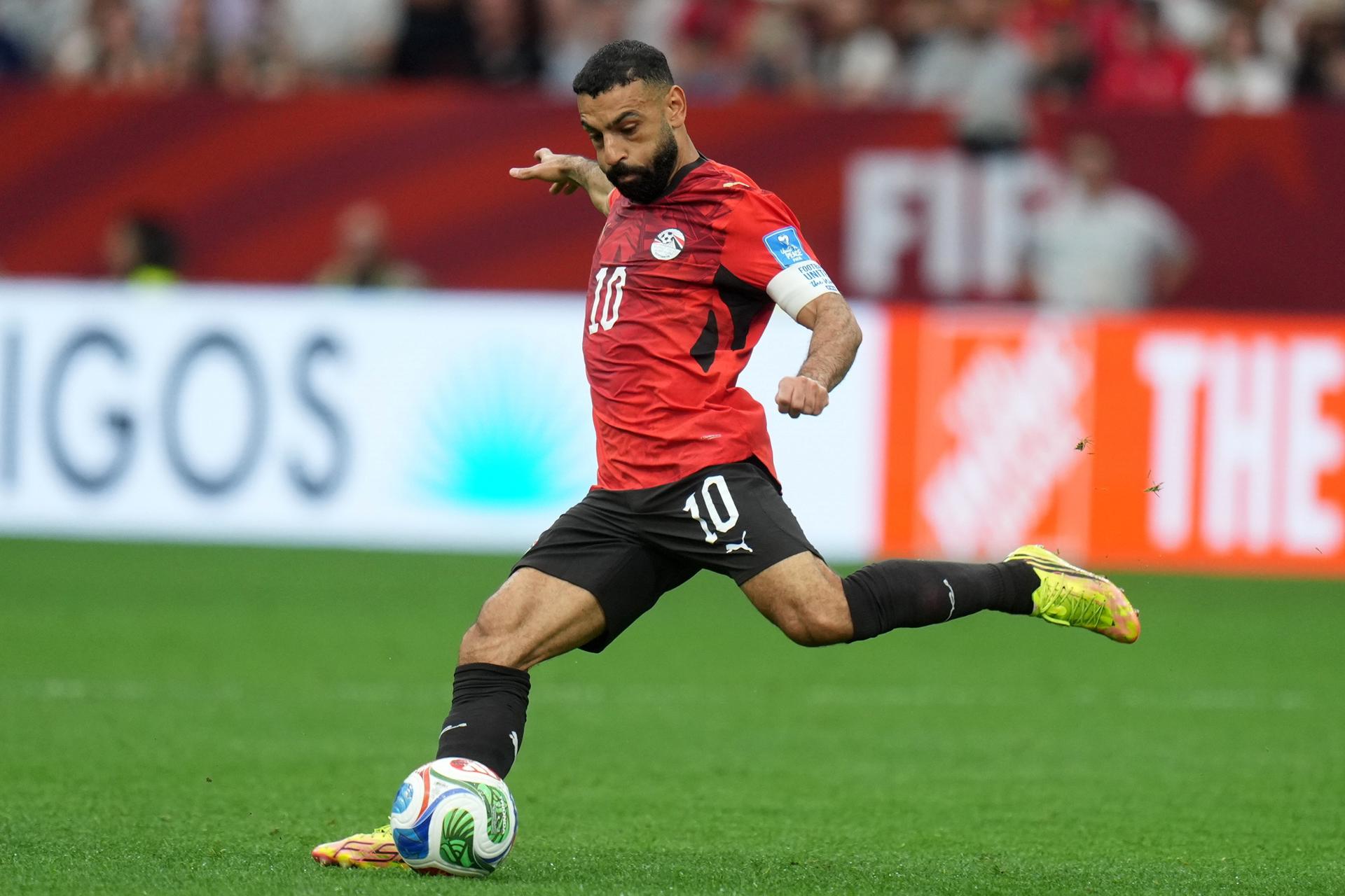 El internacional egipcio Mohamed Salah, durante el partido disputado este domingo por su selección contra la de Nueva Zelanda dentro del Mundial de Estados Unidos, México y Canadá de fútbol. EFE/BOB FRID