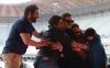 Integrantes del grupo mexicano de rock Enjambre posan al final de una rueda de prensa este lunes, en el estadio GNP en Ciudad de México (México). EFE/ Mario Guzmán