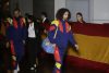 Los jugadores de España Borja Iglesias (i) y Marc Cucurella llegan este domingo, al hotel de concentración en Puebla (México), donde este lunes jugarán amistoso contra Perú. EFE/ Hilda Ríos