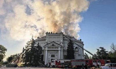 Imagen cedida por el alcalde de Sebastopol, Mikhail Razvozhaev, de los daños provocados por el ataque ucraniano en el edificio del museo y monumento a la Defensa de Sebastopol de 1854-1855. EFE/EPA/SEVASTOPOL MAYOR MIKHAIL RAZVOZHAEV TELEGRAM CHANNEL HANDOUT HANDOUT EDITORIAL USE ONLY/NO SALES