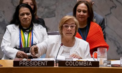 Fotografía cedida por la ONU de la canciller de Colombia, Rosa Yolanda Villavicencio Mapy, en una reunión del Consejo de Seguridad sobre el tema 'La paz se decide con las mujeres: salir del conflicto mediante el fortalecimiento de su participación' este miércoles, en Nueva York (Estados Unidos). EFE/ Manuel Elías/ONU