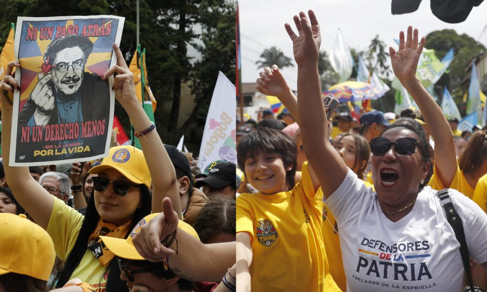 Combo de fotografías de archivo de los seguidores de los candidatos a la Presidencia de Colombia, Iván Cepeda y Abelardo de la Espriella. EFE/ ARCHIVO