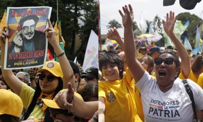 Combo de fotografías de archivo de los seguidores de los candidatos a la Presidencia de Colombia, Iván Cepeda y Abelardo de la Espriella. EFE/ ARCHIVO
