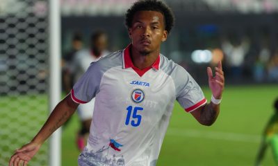 El haitiano Ruben Providence celebra un gol en el partido amistoso disputado por su selección contra Nueva Zelanda el pasado 2 de junio. EFE/ Alberto Boal